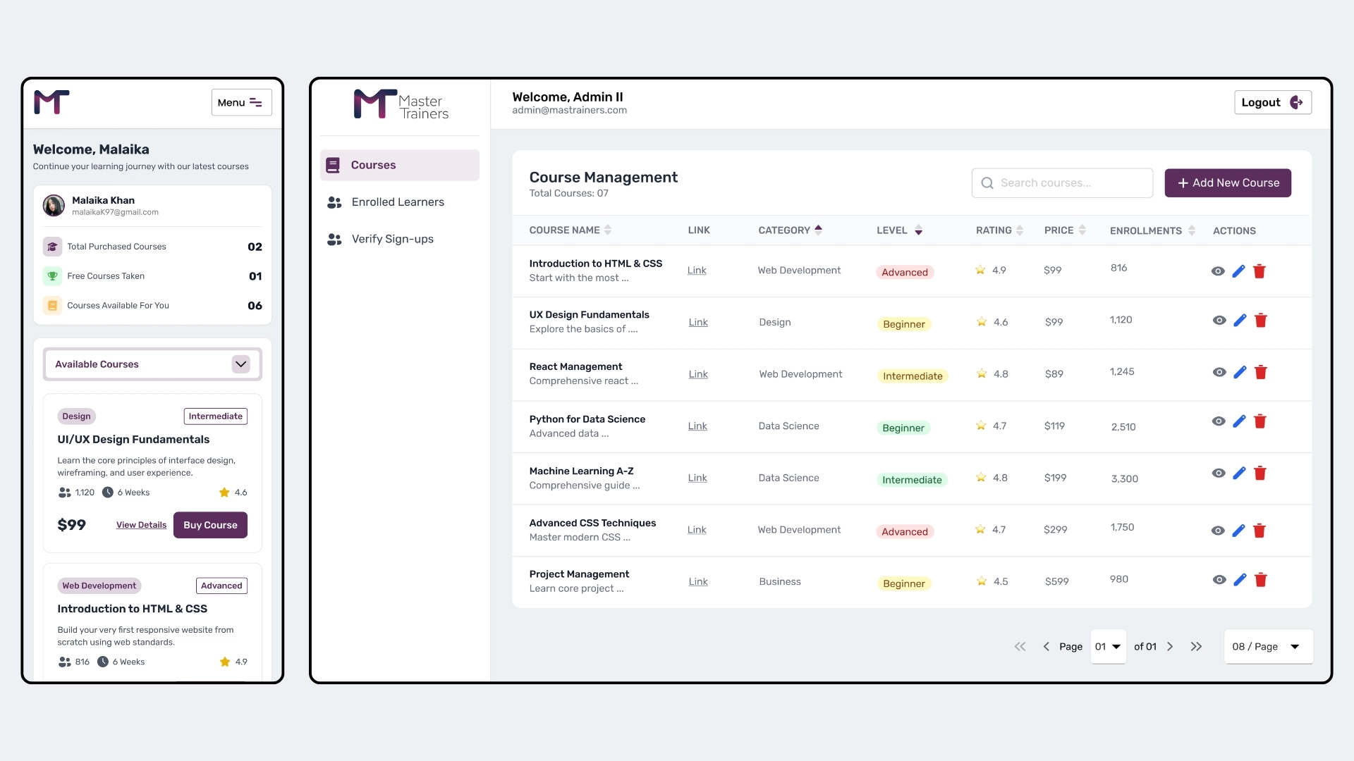 Building a 0→1 platform behind a live e-learning business, from individual learners to enterprise clients